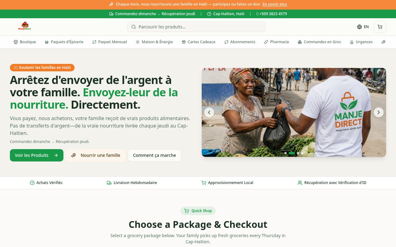 ManjeDirect website homepage